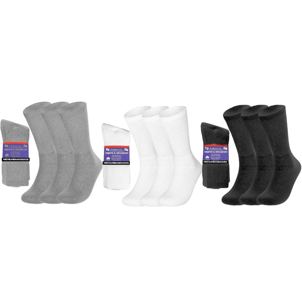 PBG 6 Pairs Physicians Approved Diabetic Compression Non Binding Top Socks Unise
